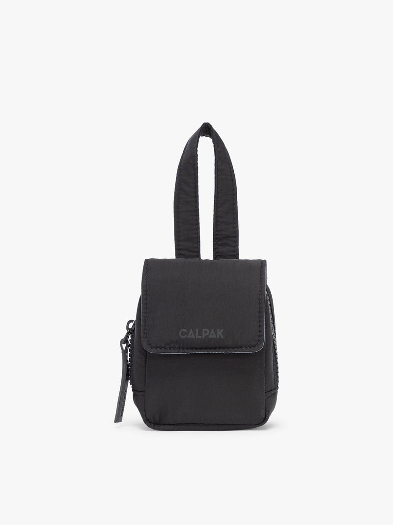 CALPAK Baby Collection Pacifier Pouch in Black front view
