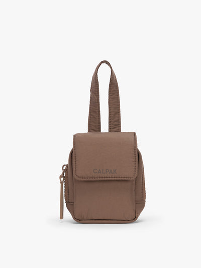 CALPAK Baby Collection Pacifier Pouch in brown Hazelnut front view; PCB2501-HAZELNUT view 1