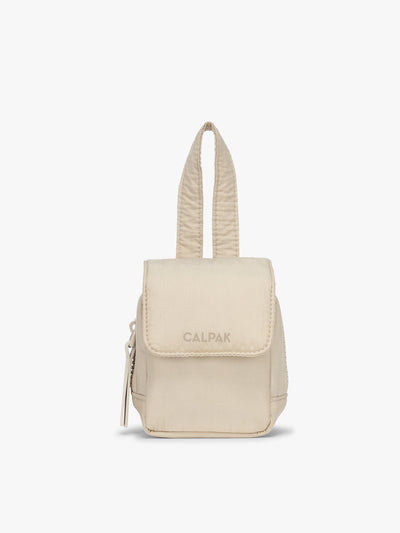 CALPAK Baby Collection Pacifier Pouch in white Oatmeal front view; PCB2501-OATMEAL view 1