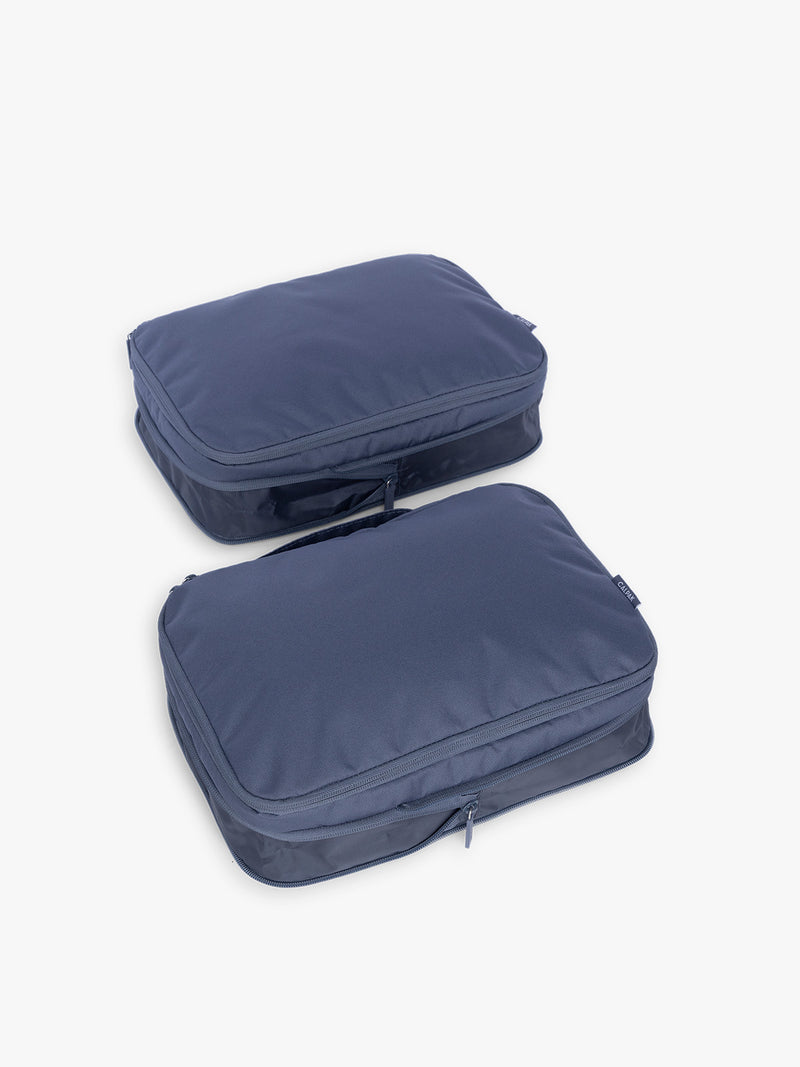 CALPAK Medium Compression Packing Cubes (Set of 2) uncompressed in dark blue Indigo