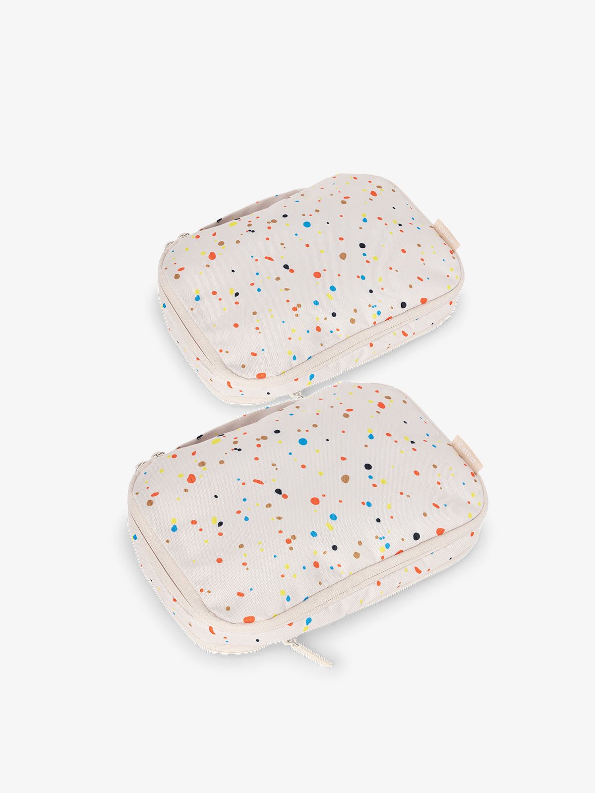 CALPAK small compression packing cubes in beige and multi-colored speckle