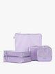 CALPAK Terra 5-Piece Packing Cube Set in lavender Amethyst with two small cubes, two medium cubes, and one large mesh cube with zippers and mesh; PCT2601-AMETHYST