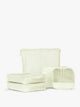 CALPAK Terra 5-Piece Packing Cube Set in light green Celadon with two small cubes, two medium cubes, and one large mesh cube with zippers and mesh; PCT2601-CELADON