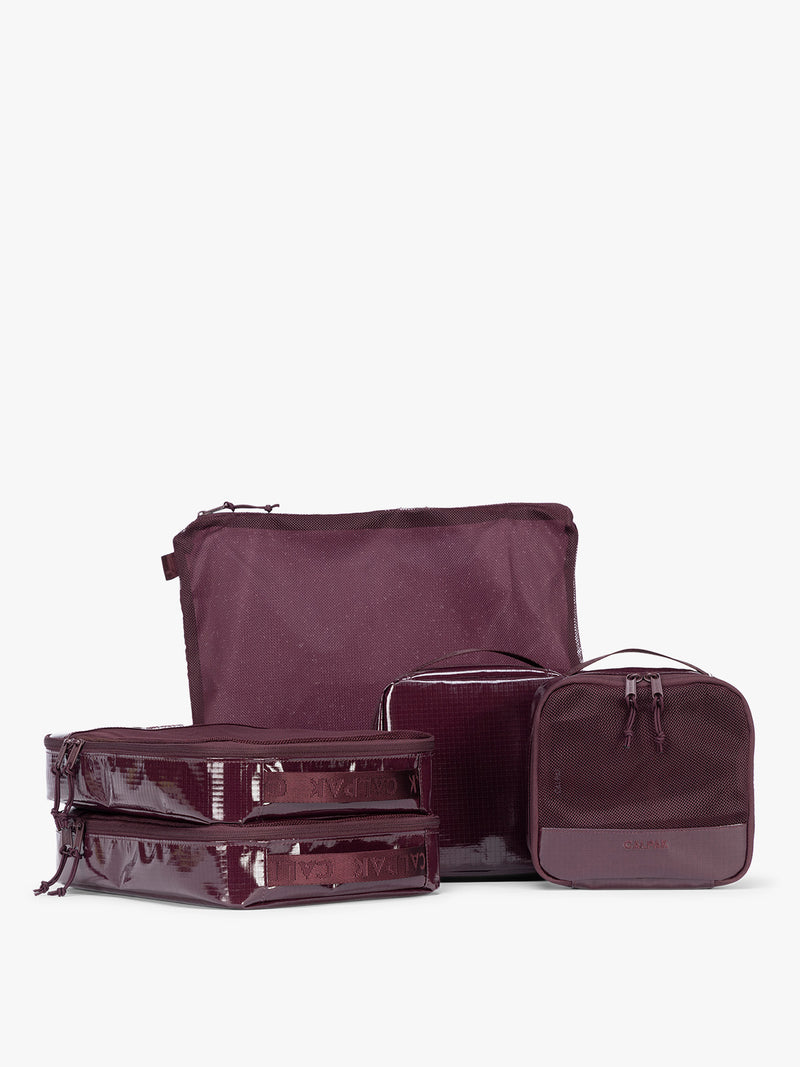 CALPAK Terra 5pc Packing Cube Set in dark red Dark Cherry on a white background