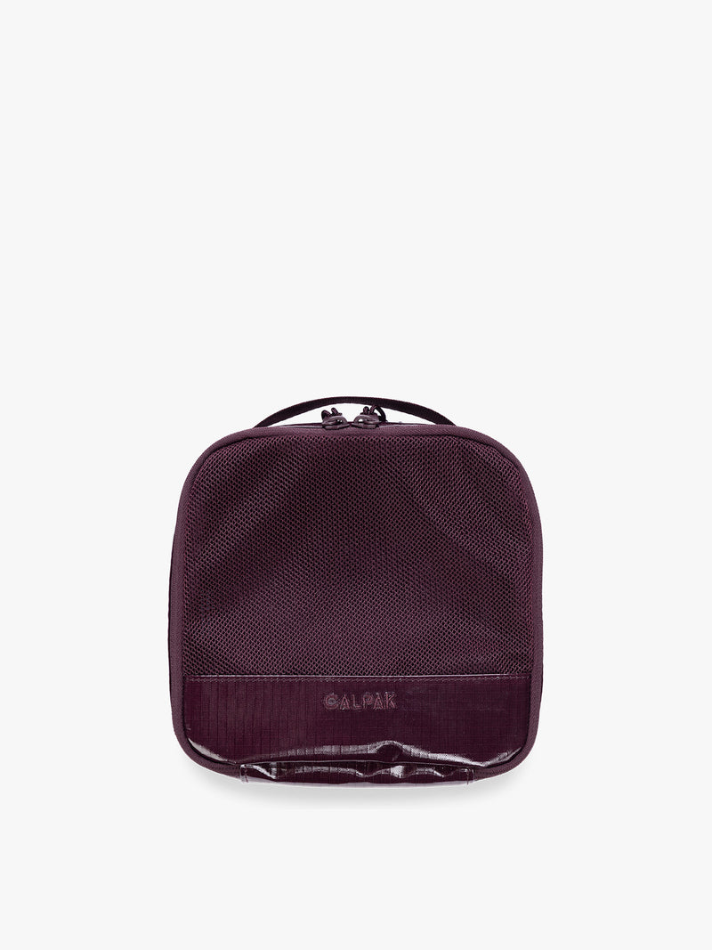 Small size of the CALPAK Terra 5pc Packing Cube Set in dark red Dark Cherry on a white background