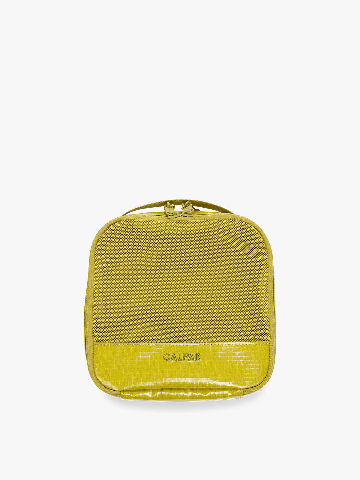 Small size packing cube of the CALPAK Terra 5pc Packing Cube Set in yellow green Wasabi on a white background; PCT2601-WASABI