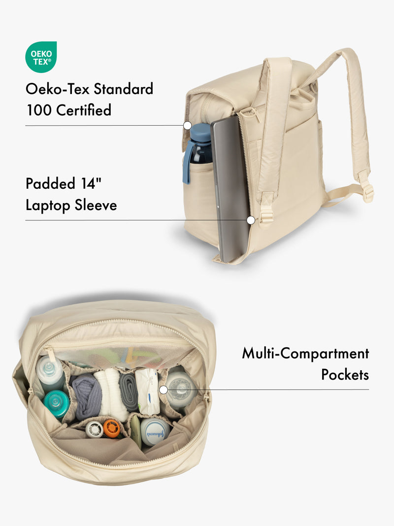backpack padded laptop sleeve Diaper with featuring a 100% recycled nylon construction Removable Laptop Sleeve