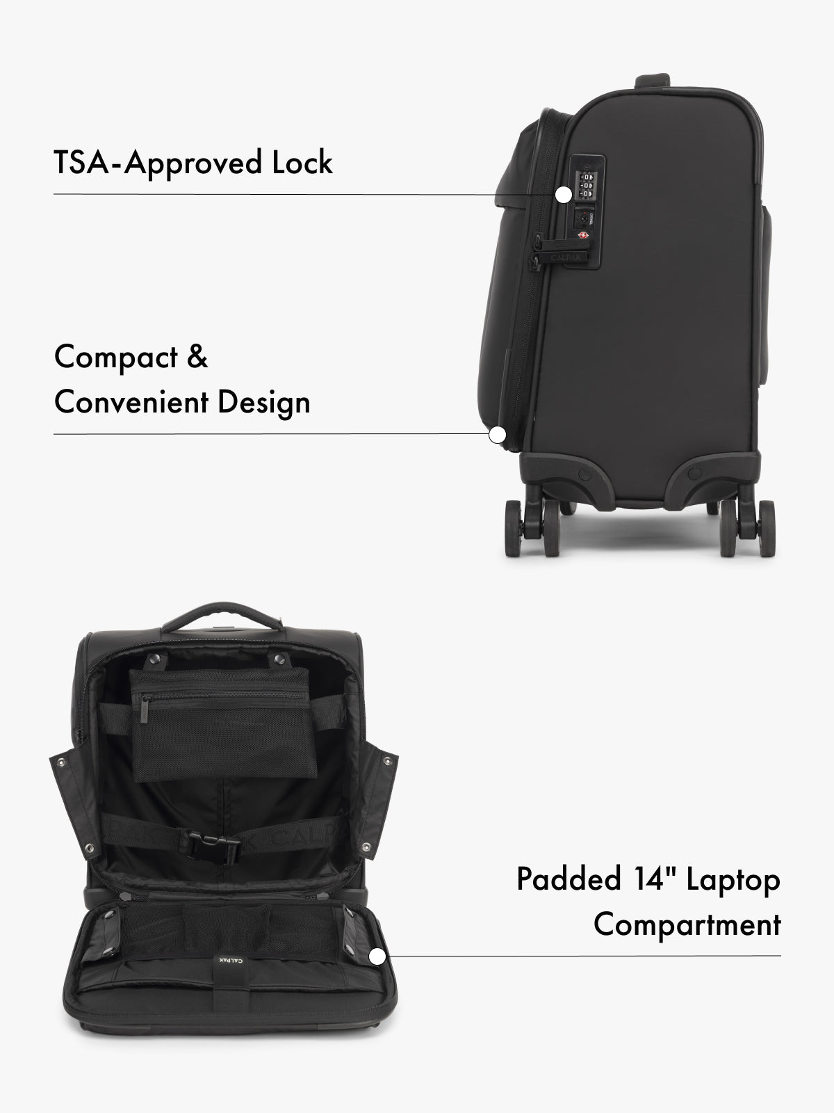Luka Soft-Sided Mini Carry-On Luggage in Matte Black | CALPAK