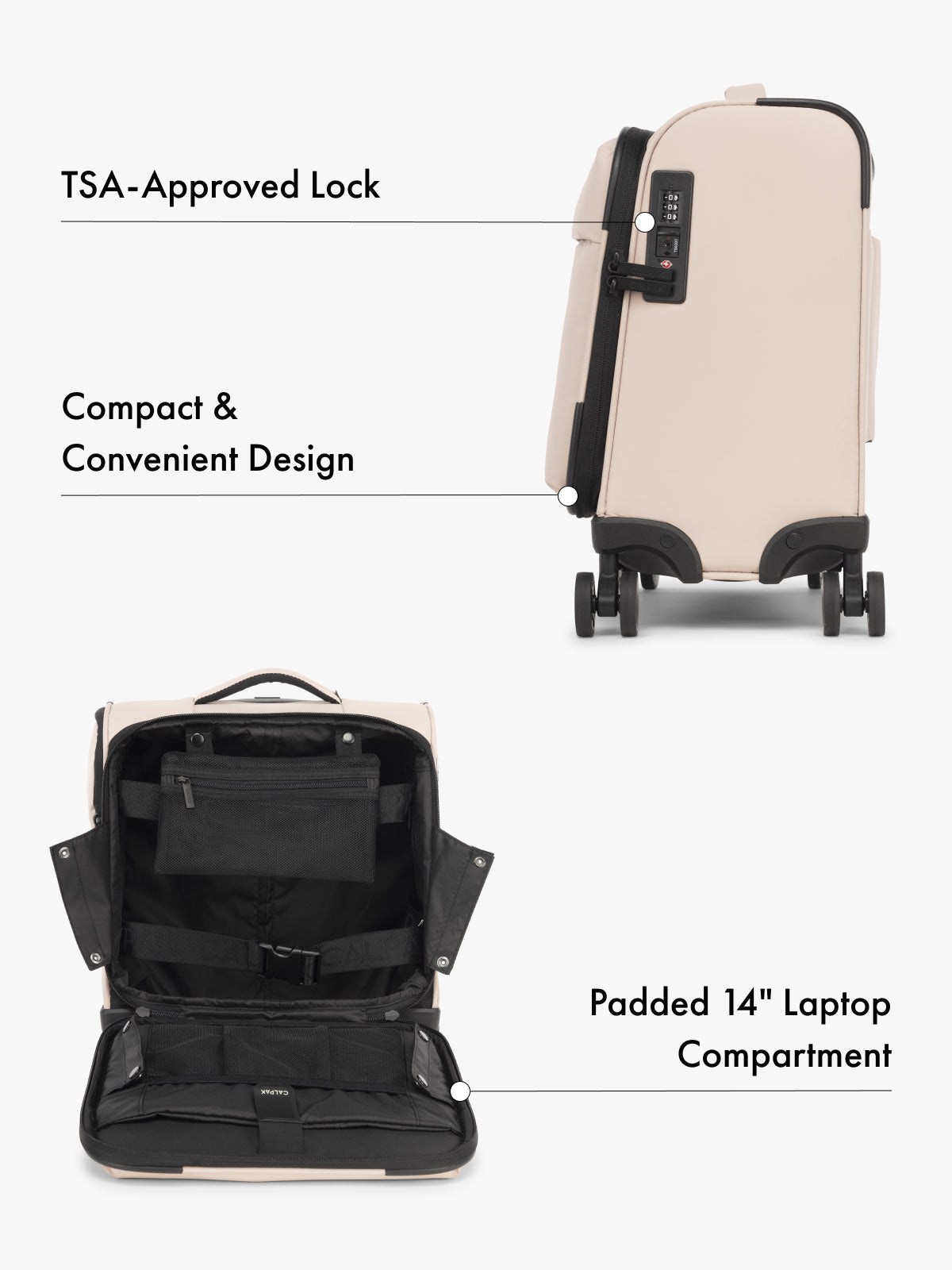 Luka Soft-Sided Mini Carry-On Luggage in Rose Quartz | CALPAK