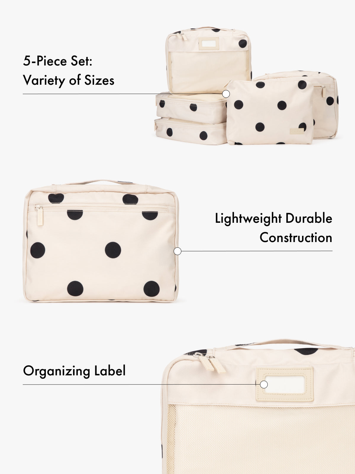 Packing Cubes Set (5 Pieces) in Polka Dot | CALPAK