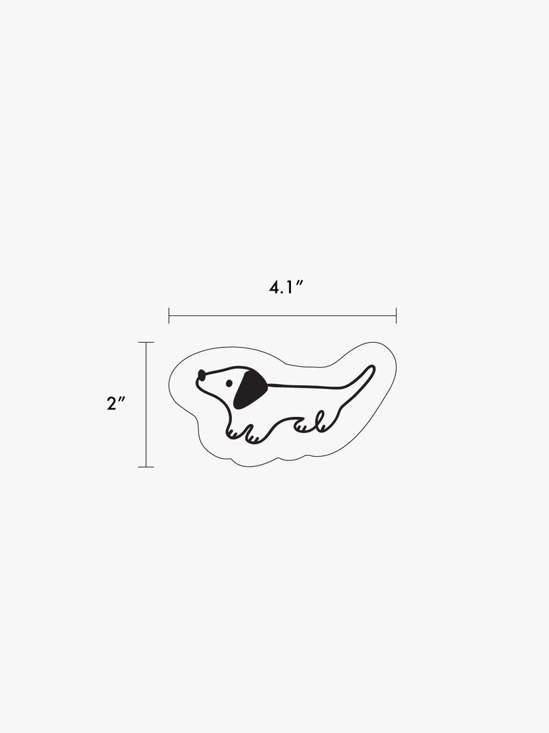 CALPAK line drawing diagram of Dog Pluffy Bag Charm of dimension showing 4.1"x 2"