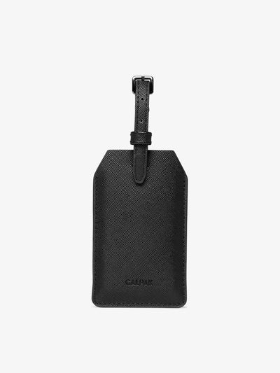 CALPAK Portable Luggage Tag + Charger with faux leather exterior in black; APT2401-BLACK view 1