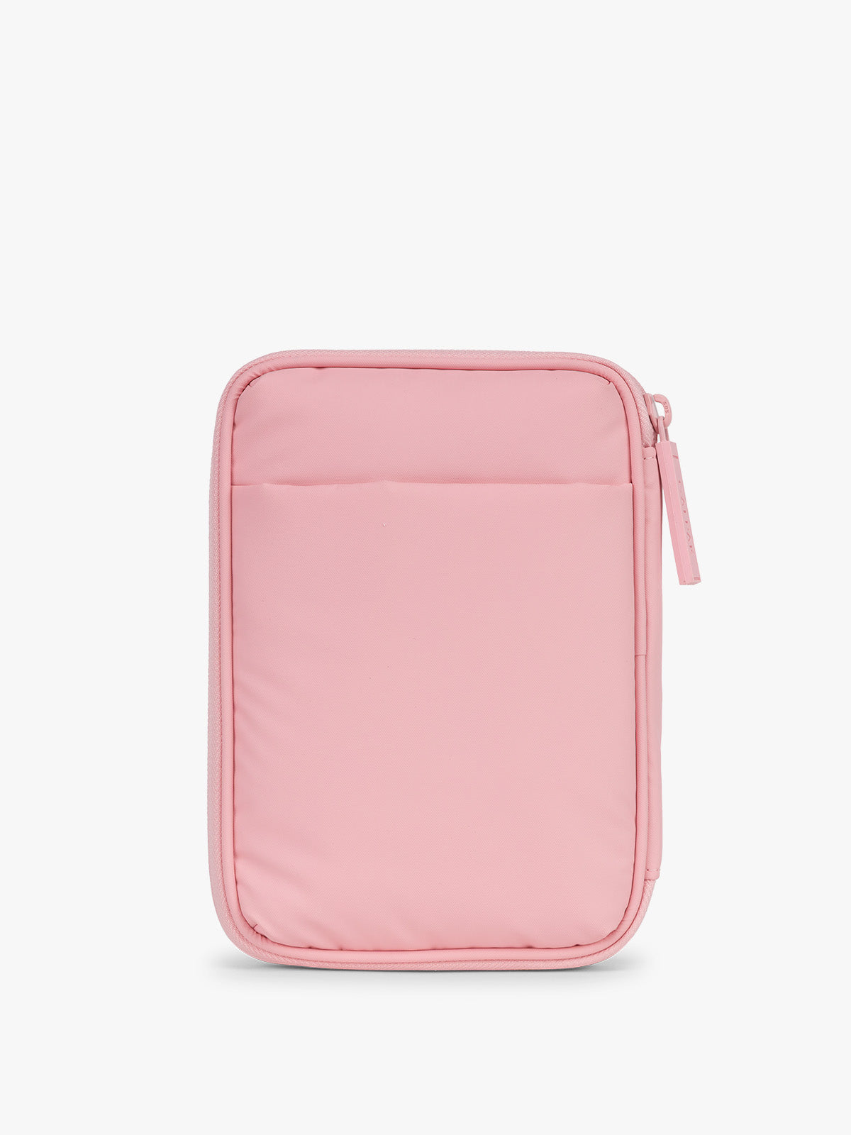 CALPAK Luka Zippered Passport Wallet in pink Blossom back view; PZW2301-BLOSSOM