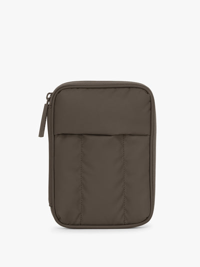 CALPAK Luka Zip Passport Wallet in brown Mushroom; PZW2301-MUSHROOM view 1