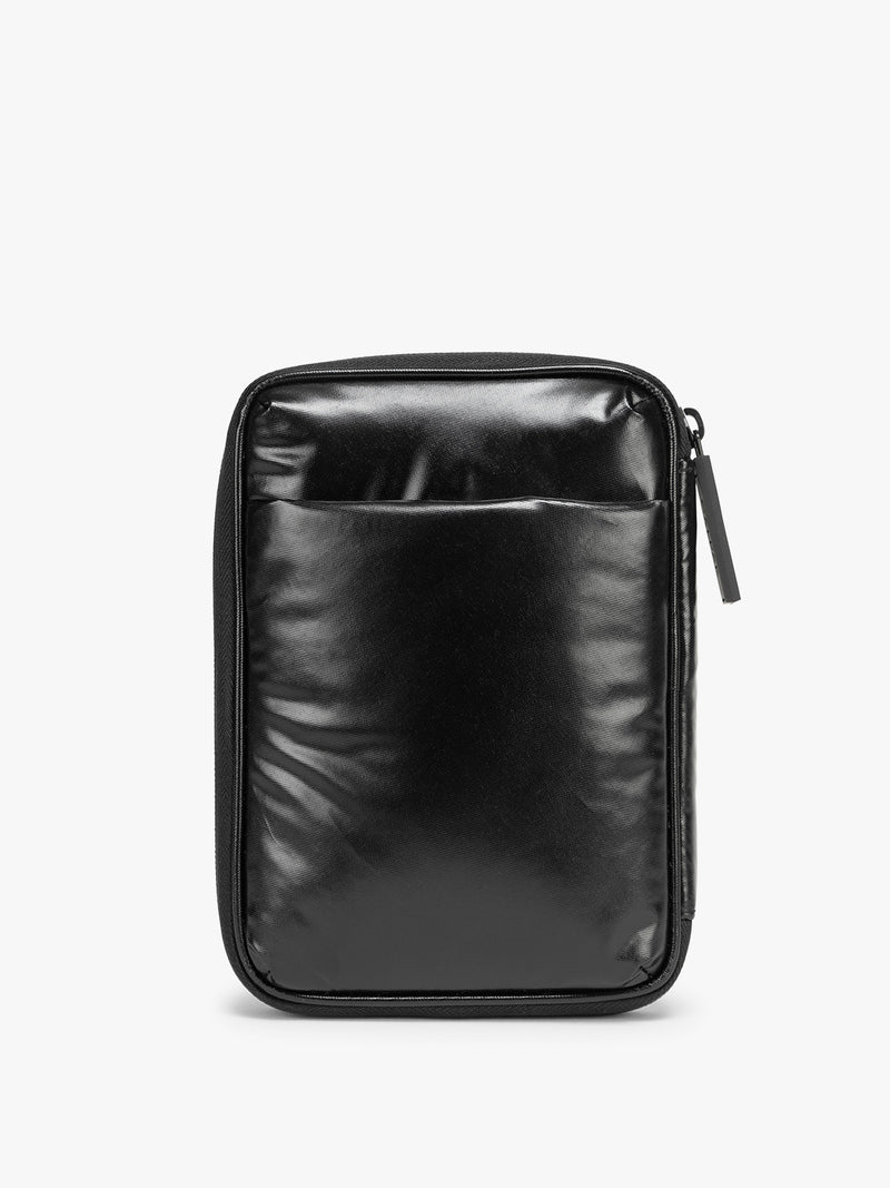 Back view of CALPAK Luka Zippered Passport Wallet in Glazed Black