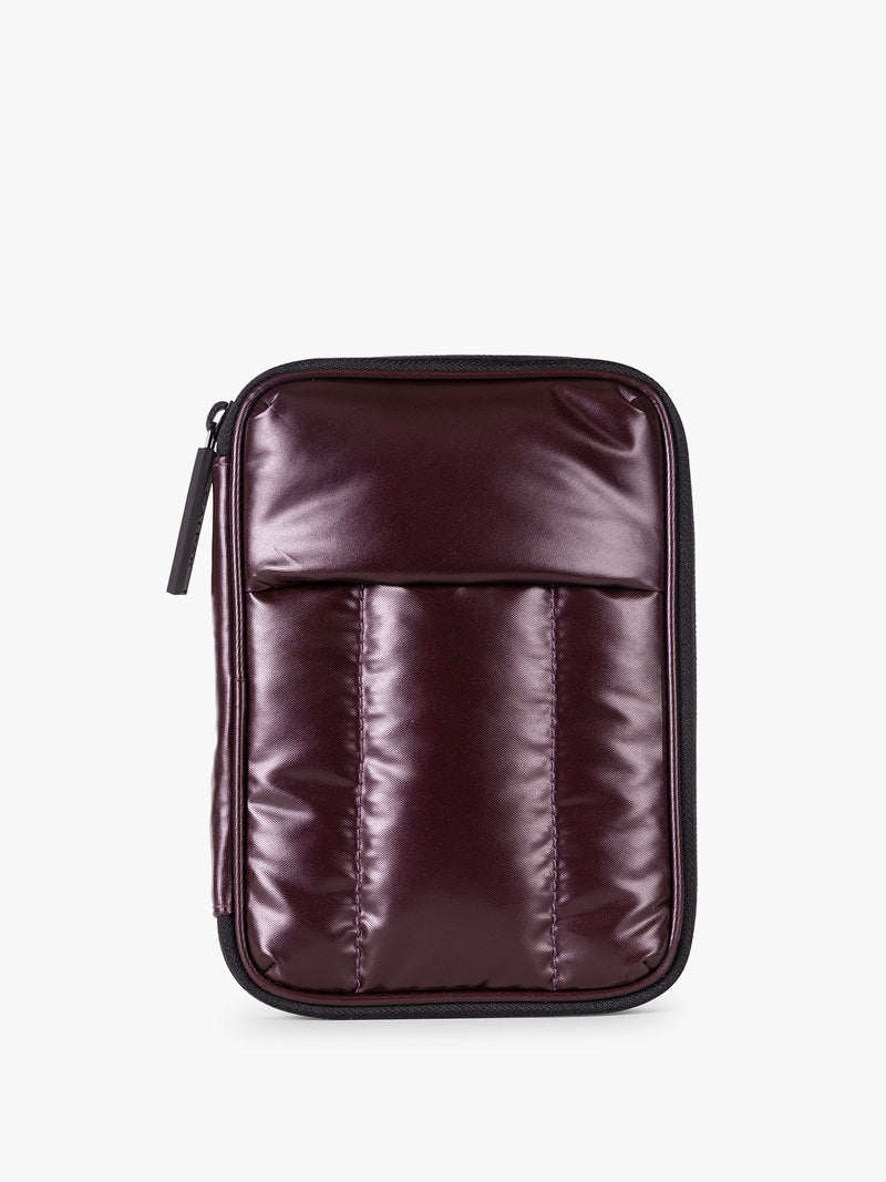 CALPAK Luka Zippered Passport Wallet in maroon Glazed Dark Cherry front view