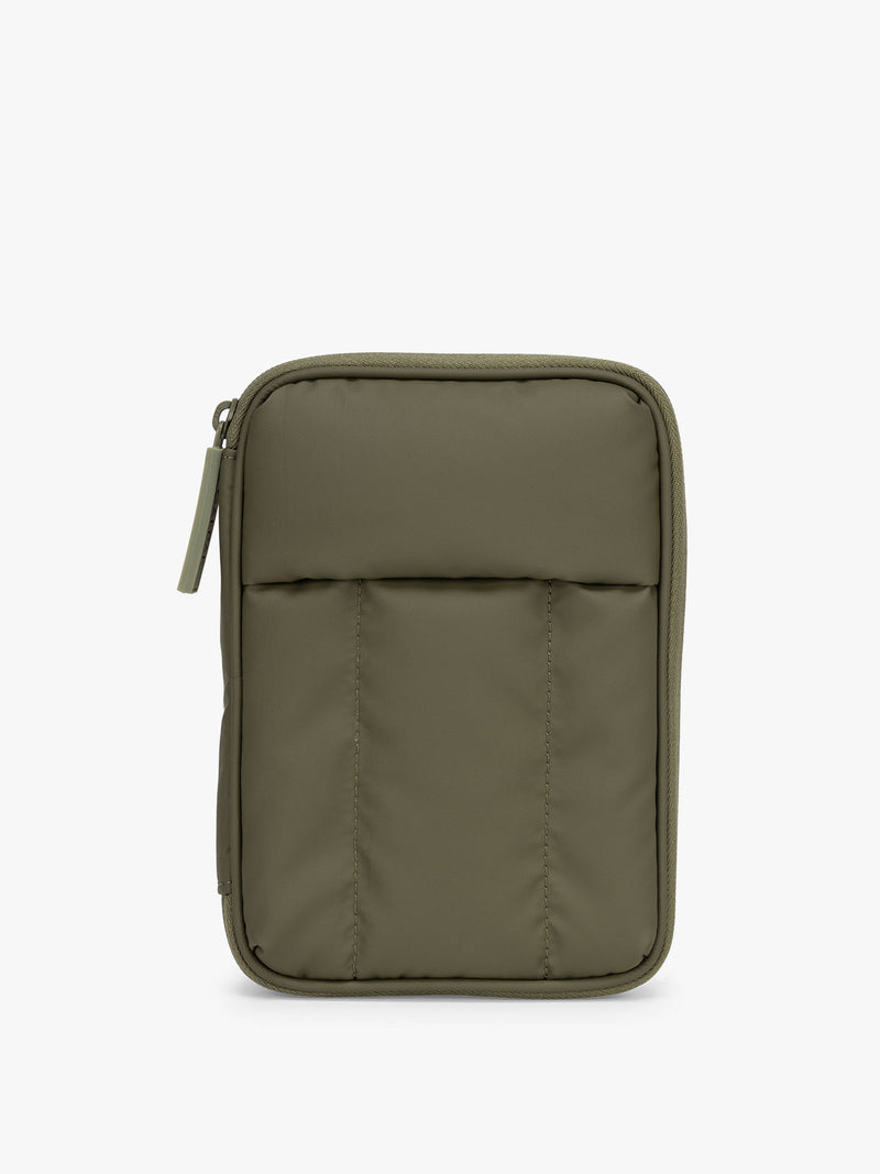CALPAK Luka Zippered Passport Wallet in dark green Pine