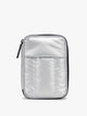 CALPAK Luka Zippered Passport Wallet in Silver front view; PZW2301-SILVER