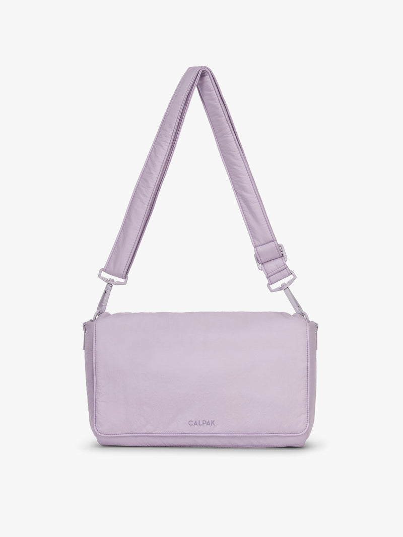CALPAK Convertible Stroller Caddy Crossbody in lavender purple Orchid