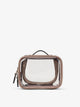 CALPAK small clear makeup bag with zippered compartments in metallic bronze; CCM2001-BRONZE