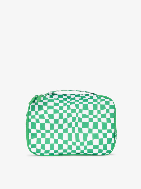 CALPAK small packing cubes with top handle in green checkerboard