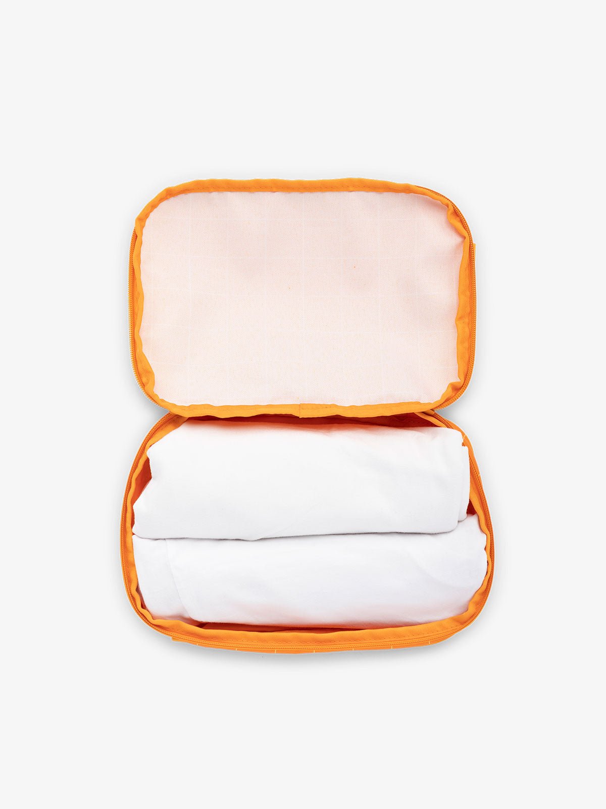 CALPAK small packing cubes for travel made with durable material in orange grid