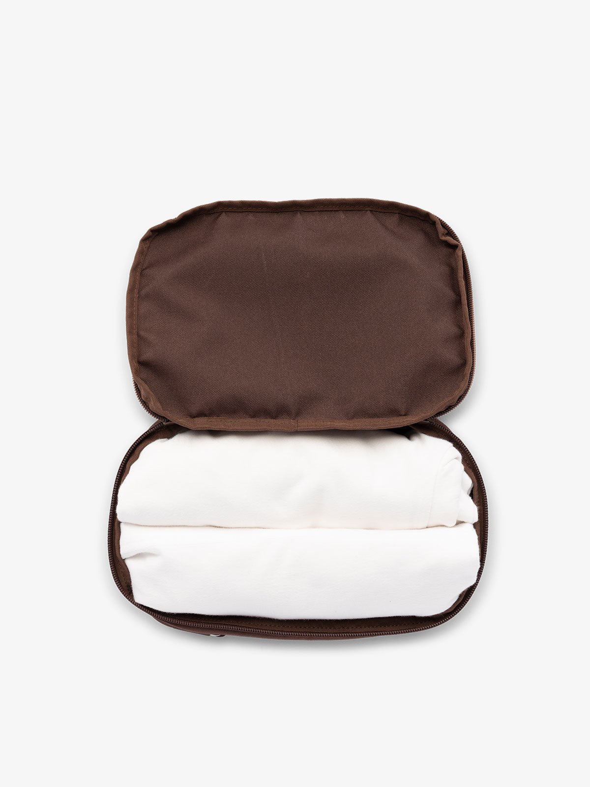 CALPAK small packing cubes for travel made with durable material in walnut brown