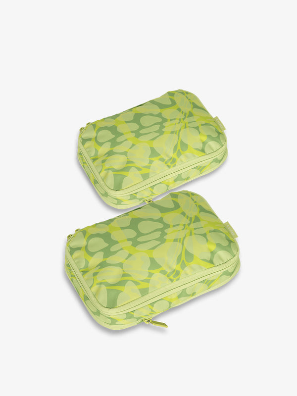 CALPAK small compression packing cubes in multi-colored green lime viper