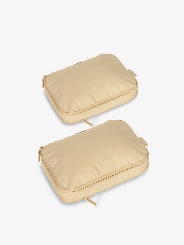 CALPAK small compression packing cubes in beige oatmeal