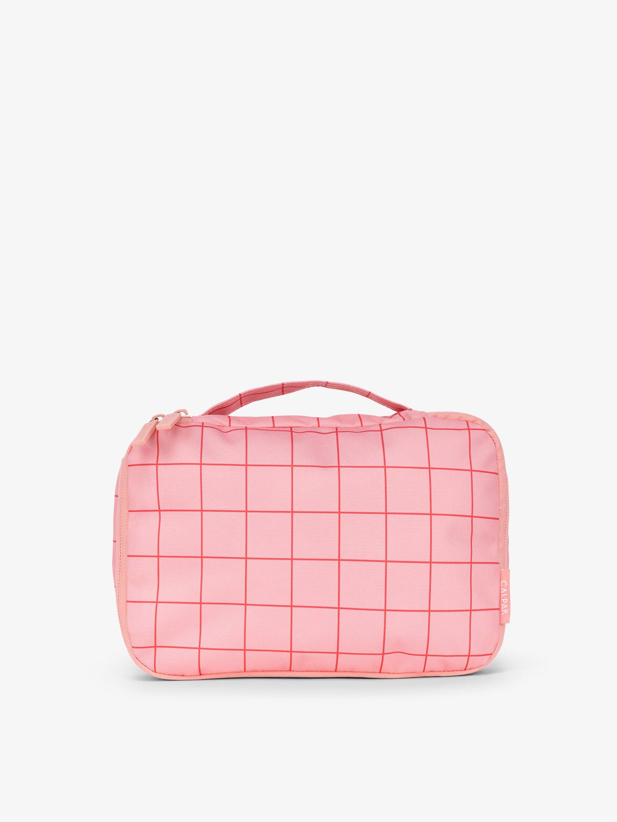 CALPAK small packing cubes with top handle in pink grid