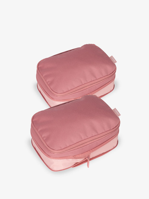 CALPAK small compression packing cubes with top handles and expandable by 4.5 inches in tea rose