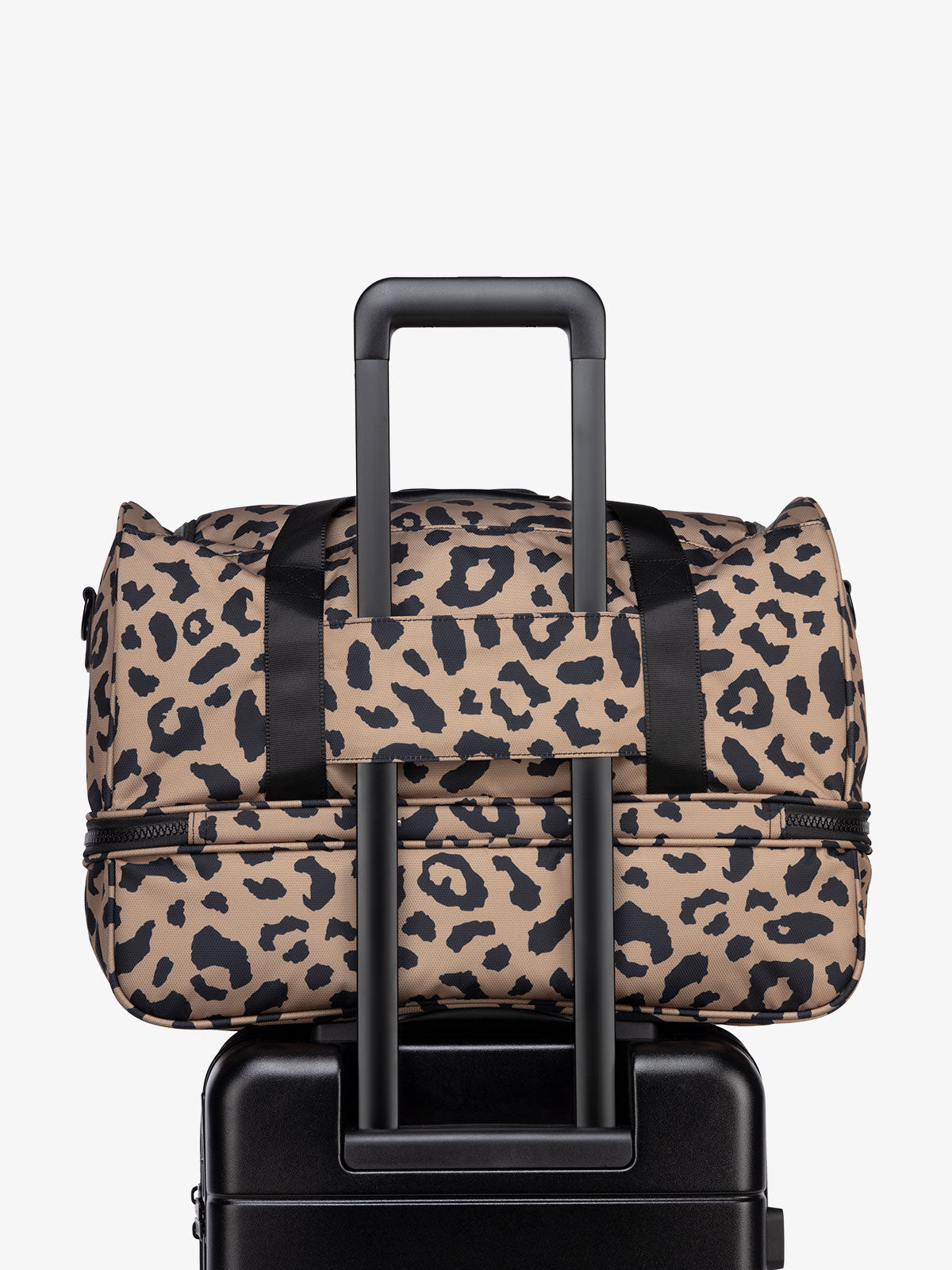 cheetah CALPAK Stevyn duffel bag with luggage trolley sleeve; DST7019-CHEETAH
