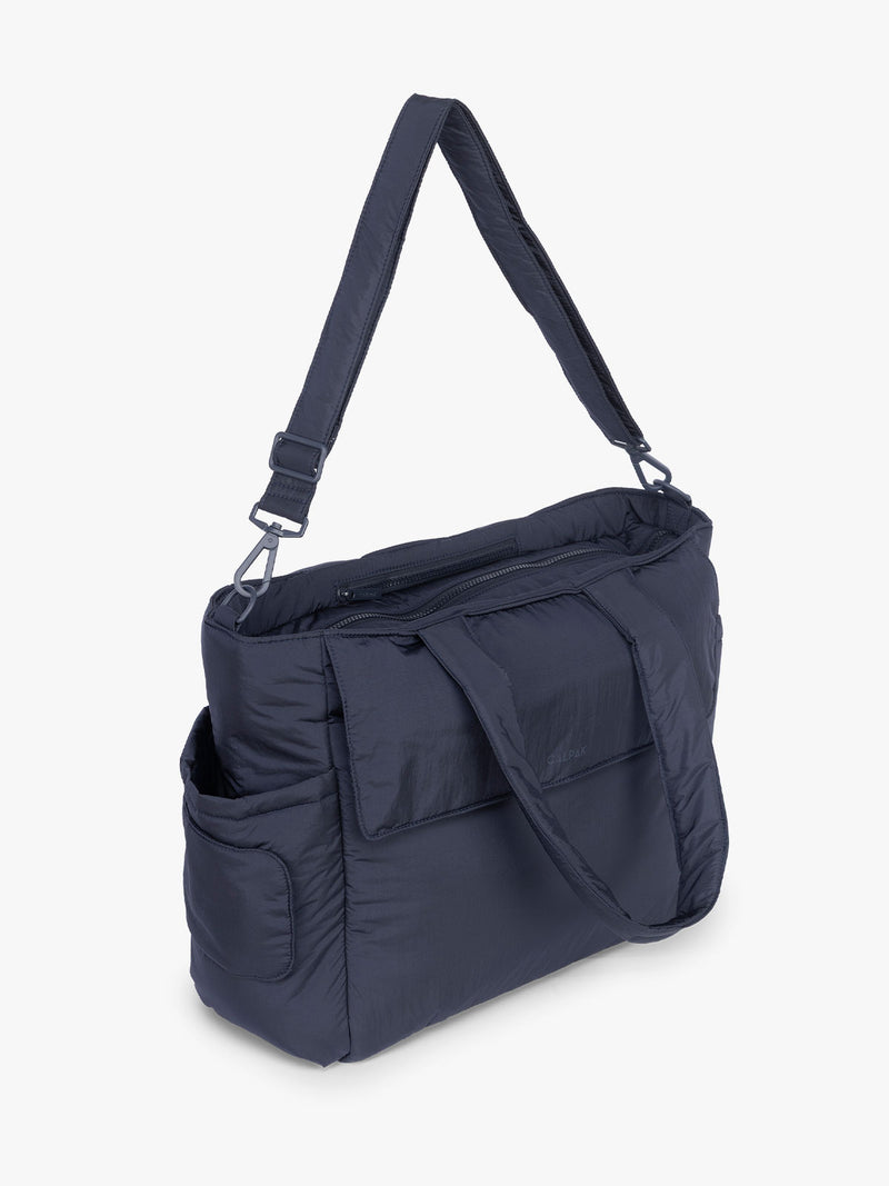 Strap of CALPAK Diaper Tote bag in blue Navy