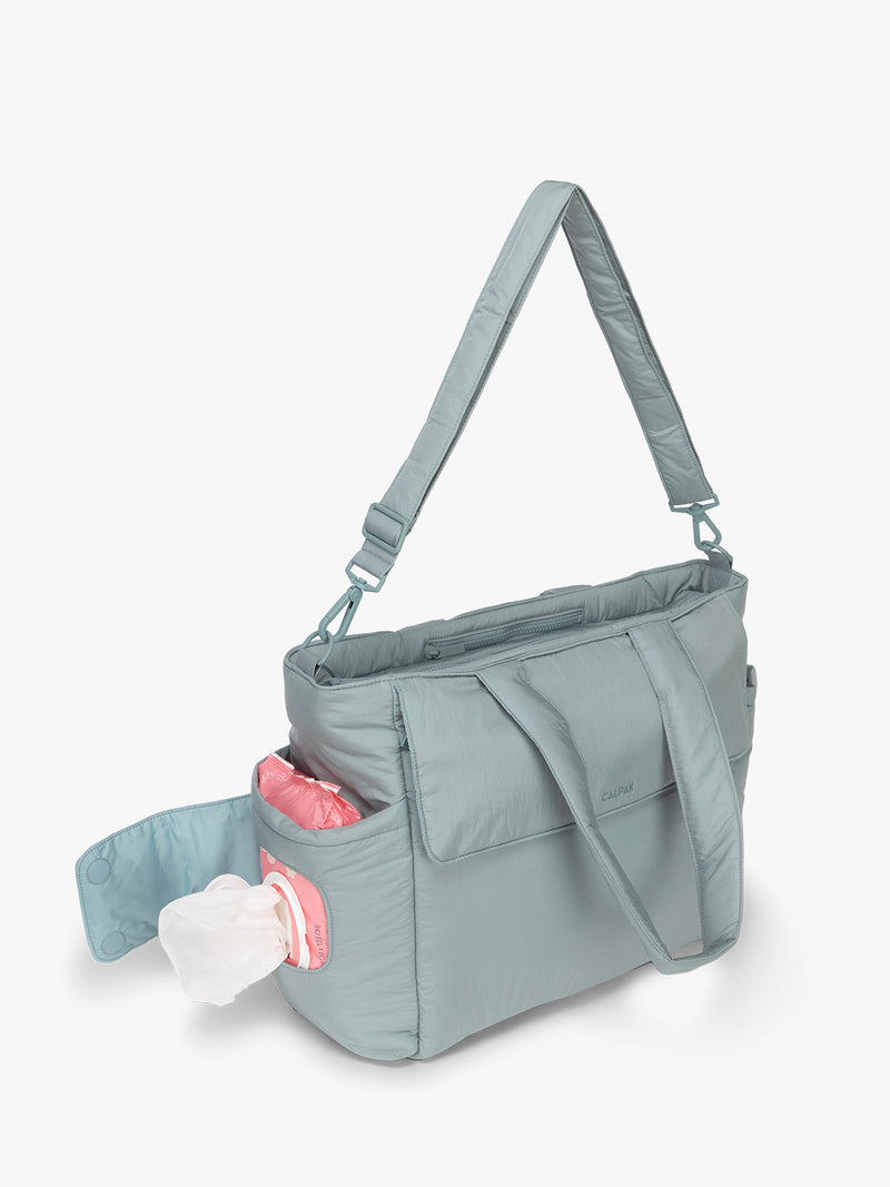 CALPAK Diaper Tote bag in light blue BLUEBELL with side compartment