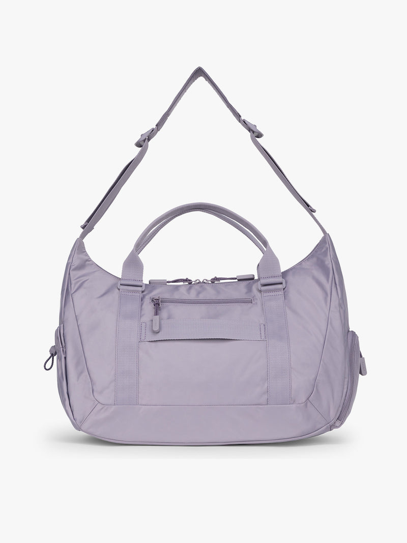 Back of CALPAK Fit Gym Duffel Bag in purple Iris