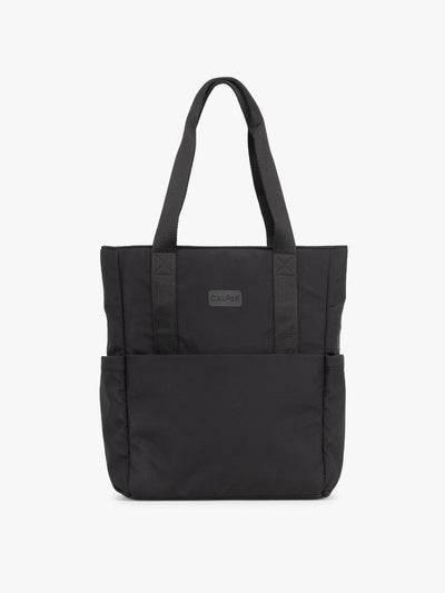CALPAK Zippered Laptop Tote Bag in Black  on a white background; TCN2501-BLACK view 1