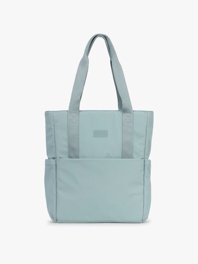 CALPAK Zippered Laptop Tote Bag in light blue Bluebell on a white background; TCN2501-BLUEBELL