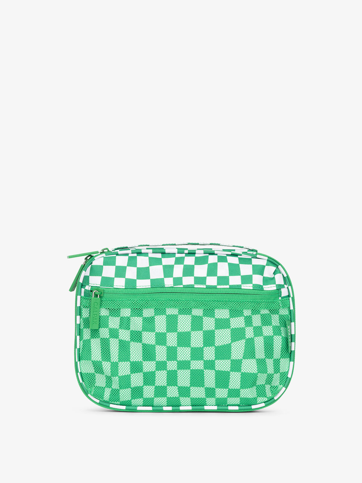 CALPAK Tech organizer with mesh front pocket in green checkerboard; ATC2001-GREEN-CHECKERBOARD
