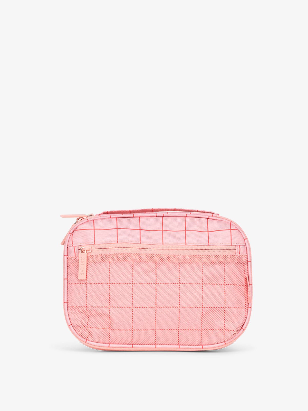 CALPAK Tech organizer with mesh front pocket in pink grid