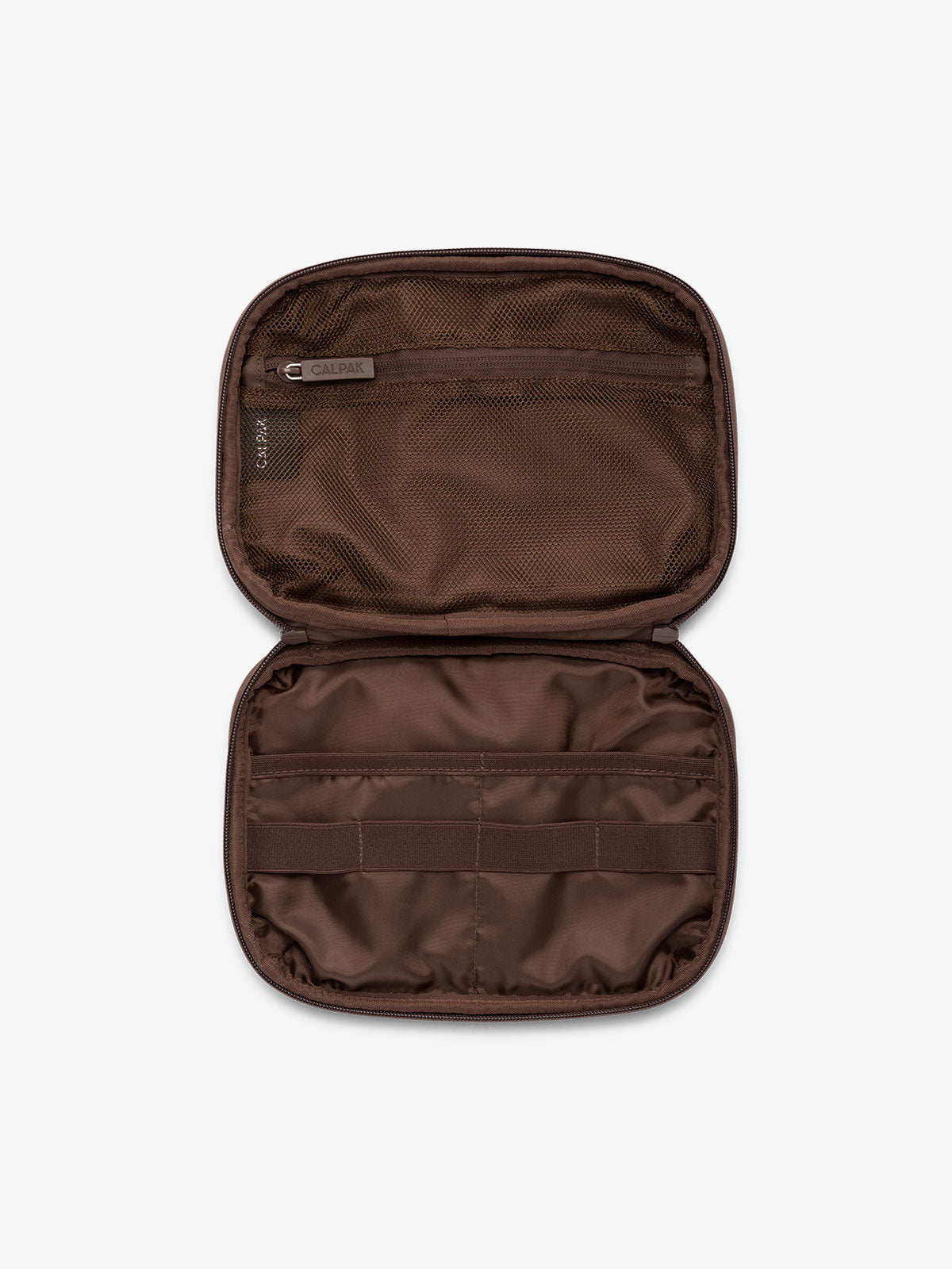 CALPAK tech and electronics organizer for travel in brown walnut; ATC2001-WALNUT