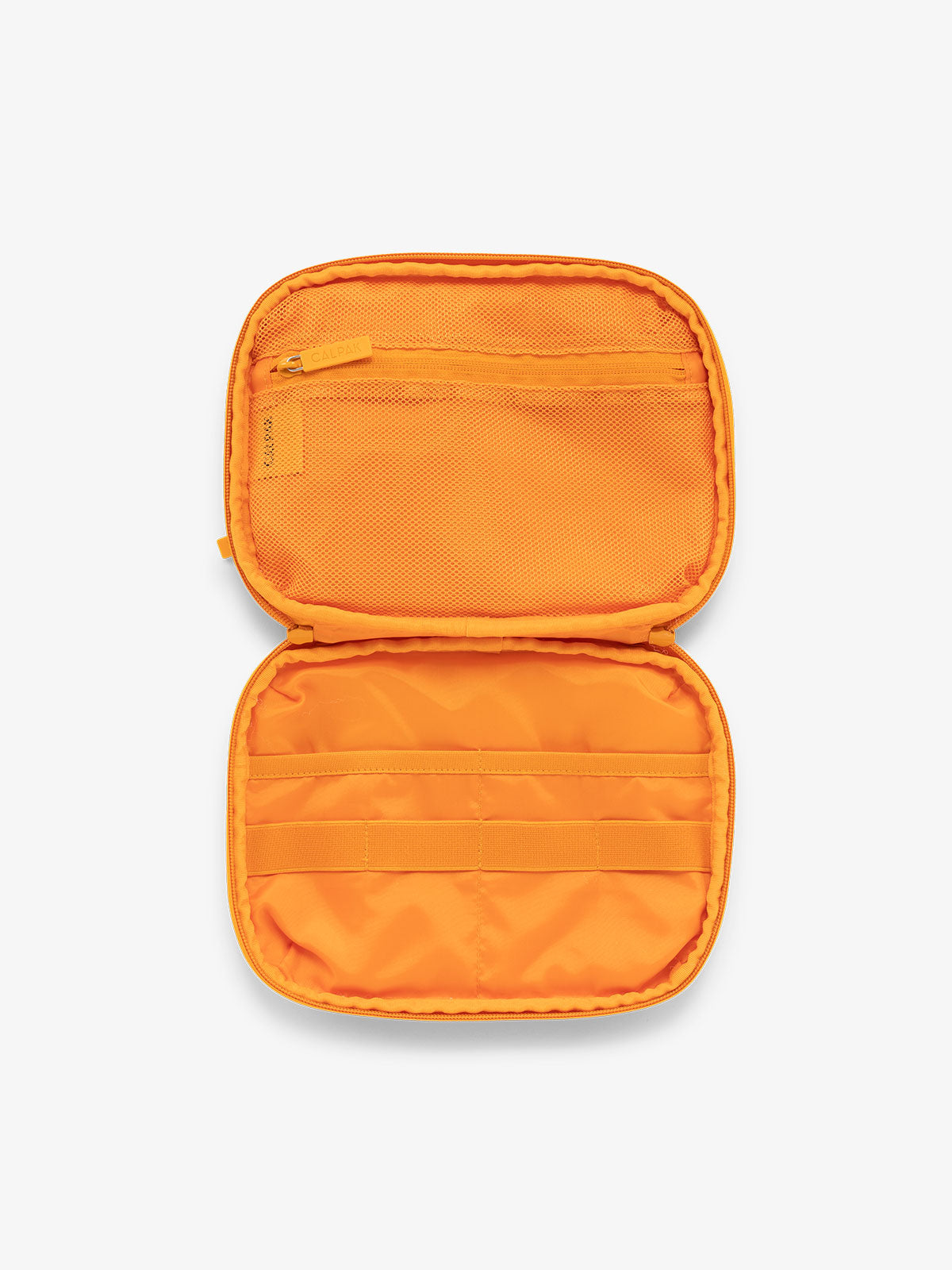 CALPAK tech and electronics organizer for travel in orange grid; ATC2001-ORANGE-GRID
