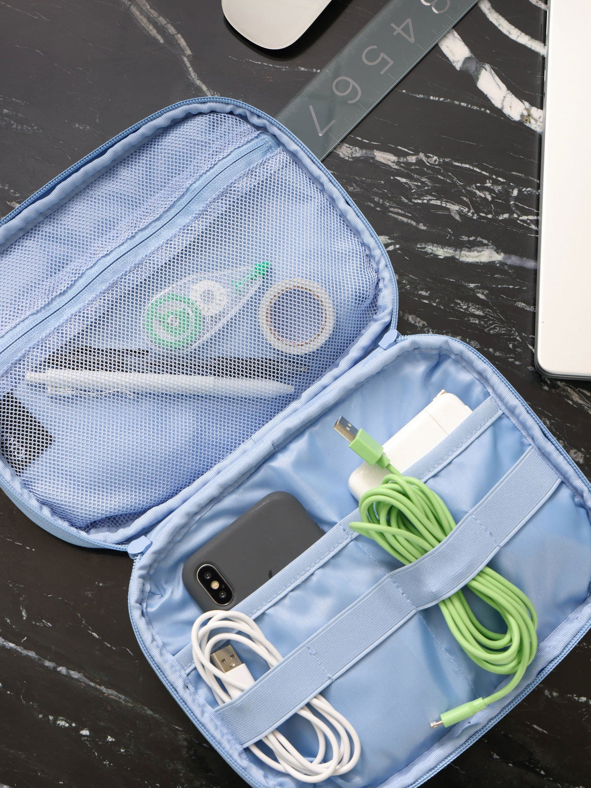 CALPAK tech and electronics organizer for travel in sky blue; ATC2001-SKY