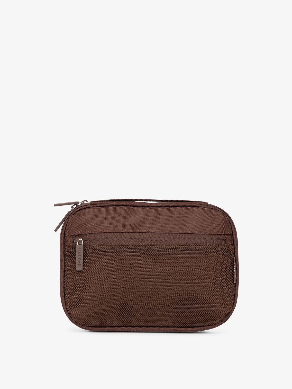 CALPAK Tech organizer with mesh front pocket in walnut brown; ATC2001-WALNUT