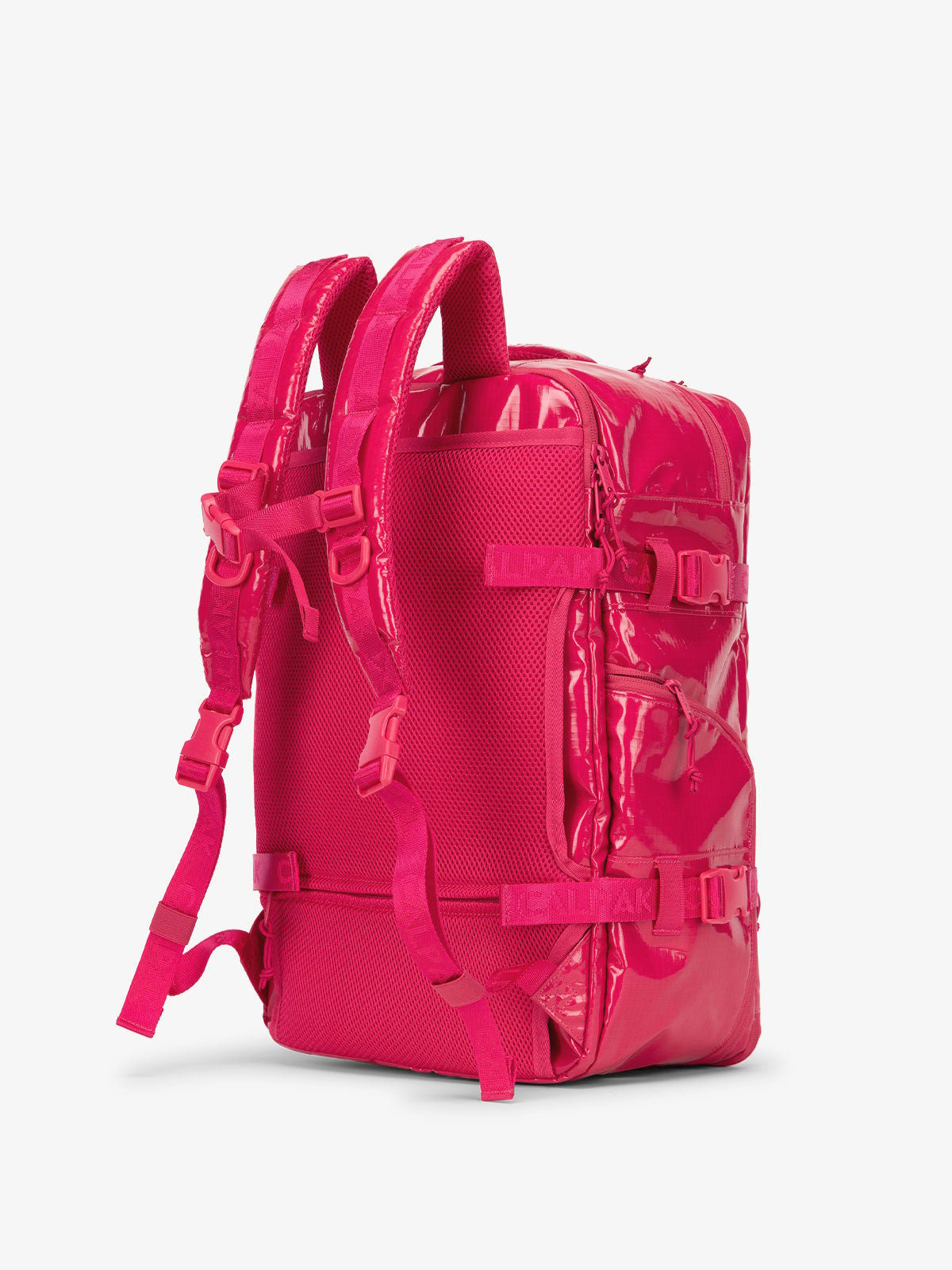 CALPAK Terra 26L Laptop Backpack Duffel with detachable adjustable shoulder strap in pink dragonfruit