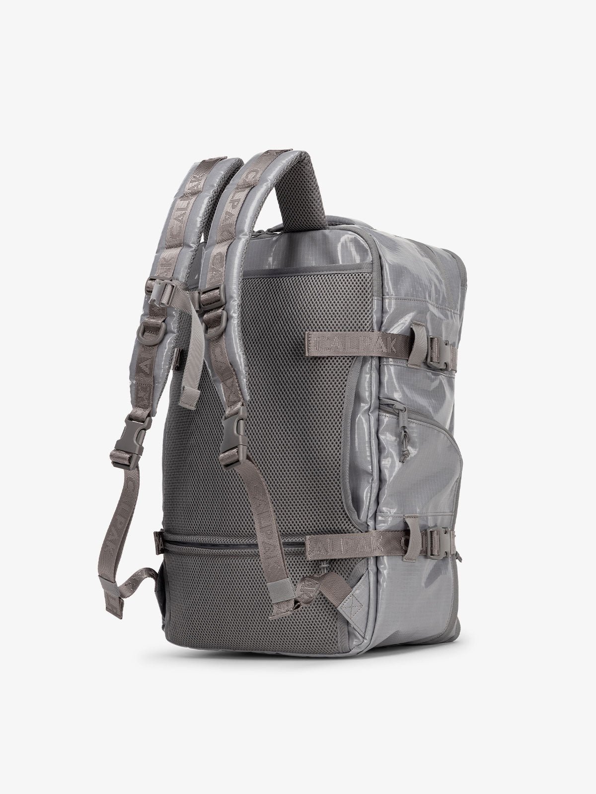 CALPAK Terra 26L Laptop Backpack Duffel with detachable adjustable shoulder strap in gray storm