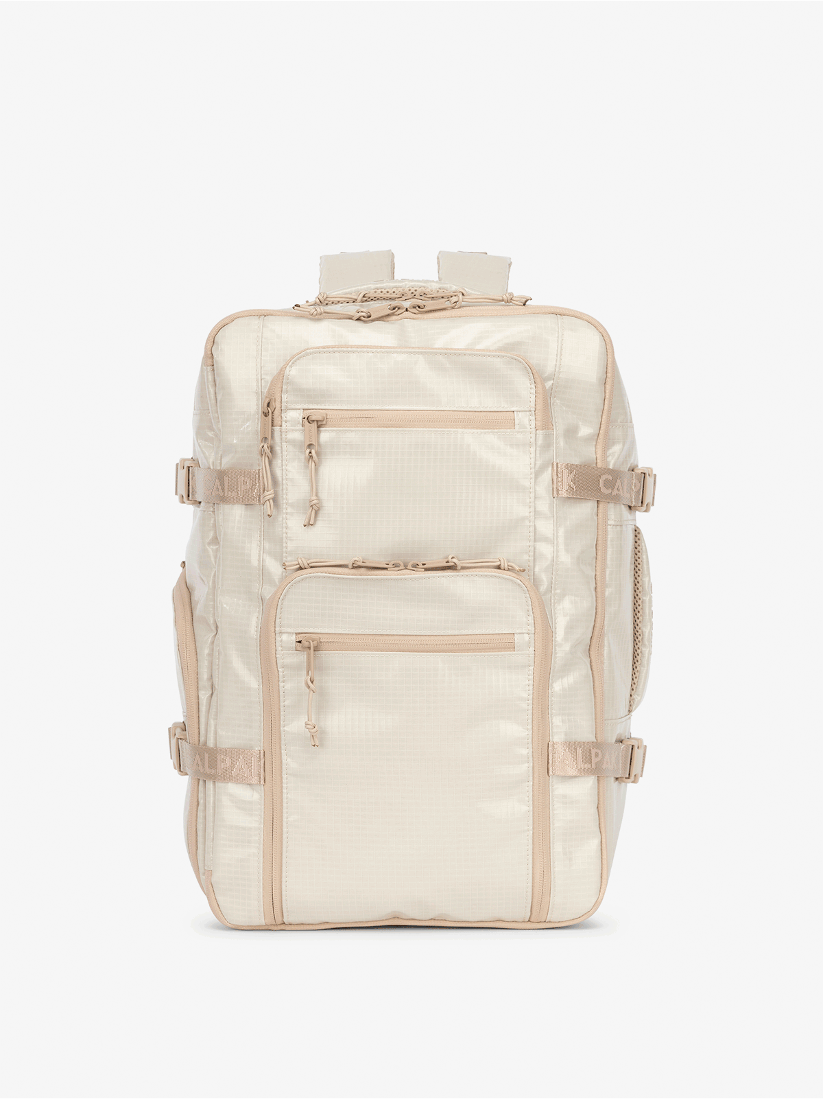CALPAK Terra 26L Laptop Backpack and Duffel Bag 360 view in white sands