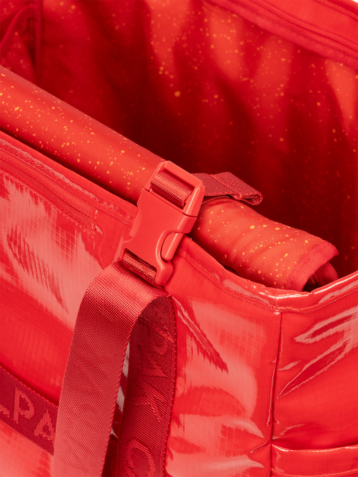 CALPAK Terra 35L Water Resistant Tote Bag in red with buckles; TTO2401-FLAME