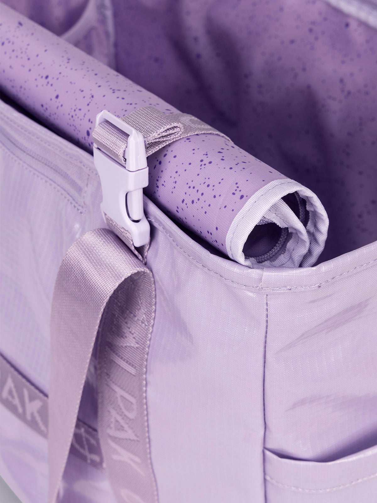CALPAK terra 35L water resistant tote bag with rollable way top in purple amethyst; TTO2401-AMETHYST