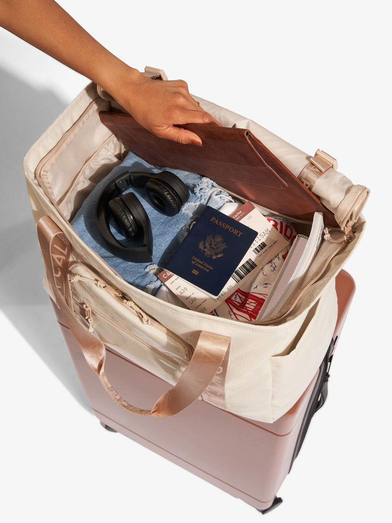 Terra 35L Water Resistant Zip Tote Bag in White Sands CALPAK