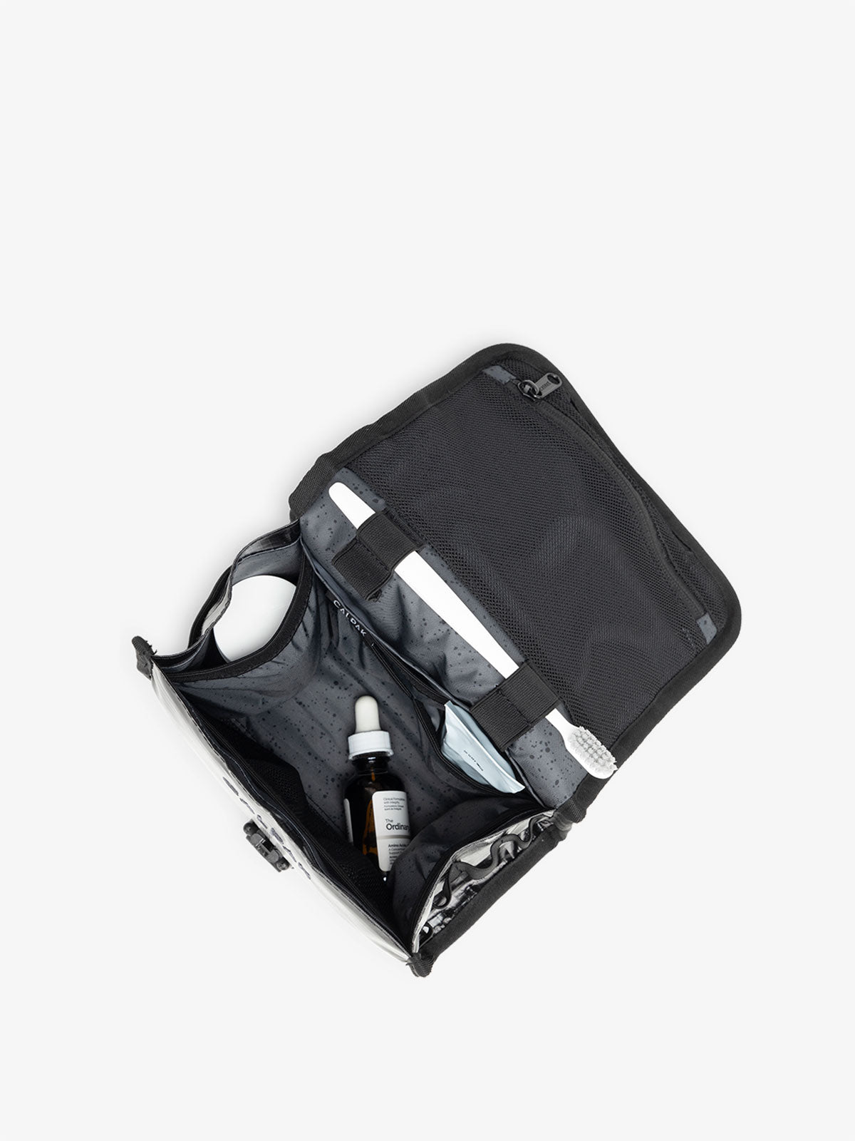 CALPAK water resistant hanging makeup bag; THY2201-OBSIDIAN